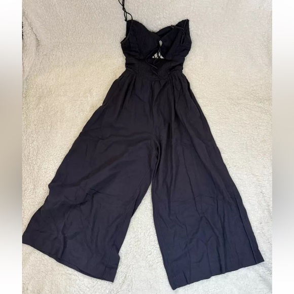 Free People Jumpsuit Women Medium Blue Endless Summer Day Glow Smocked Cutouts - Picture 6 of 6